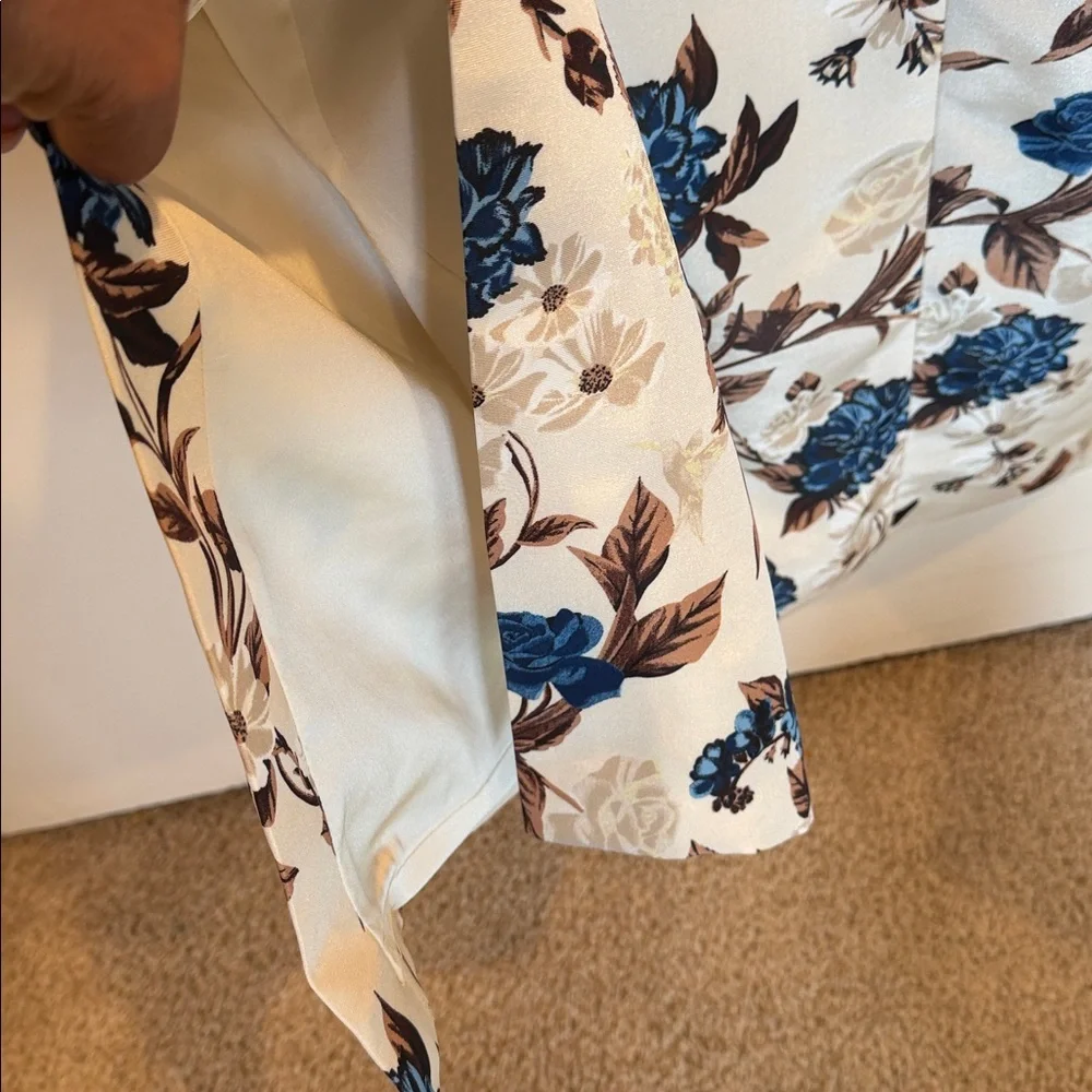 Tory Burch Cream and Blue Floral Backless Dress